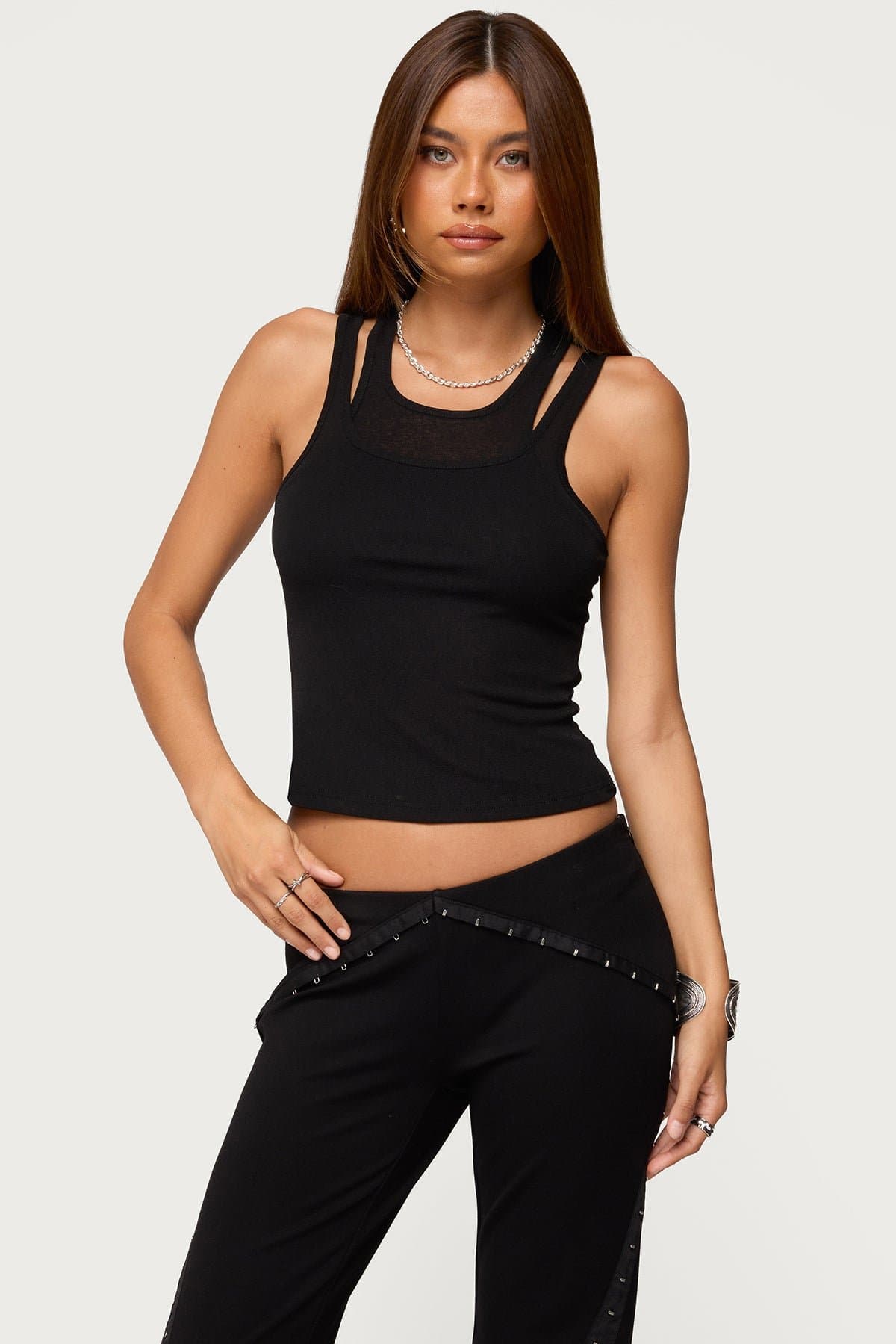 Sammy Layered Tank Top - Polyester Spandex Women's Top
