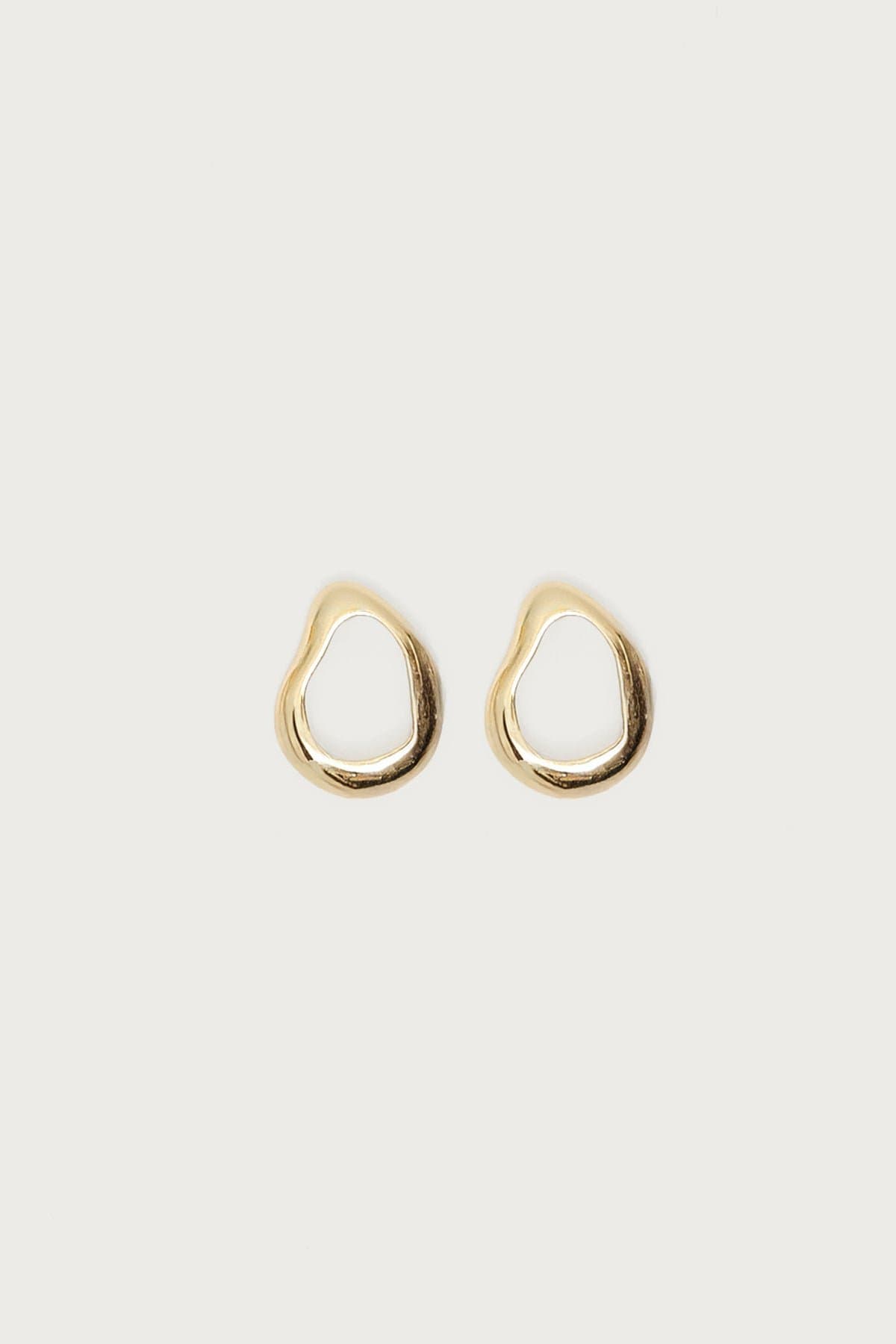Abstract Stud Earrings Gold Tone Metal 0.7 Inch Length