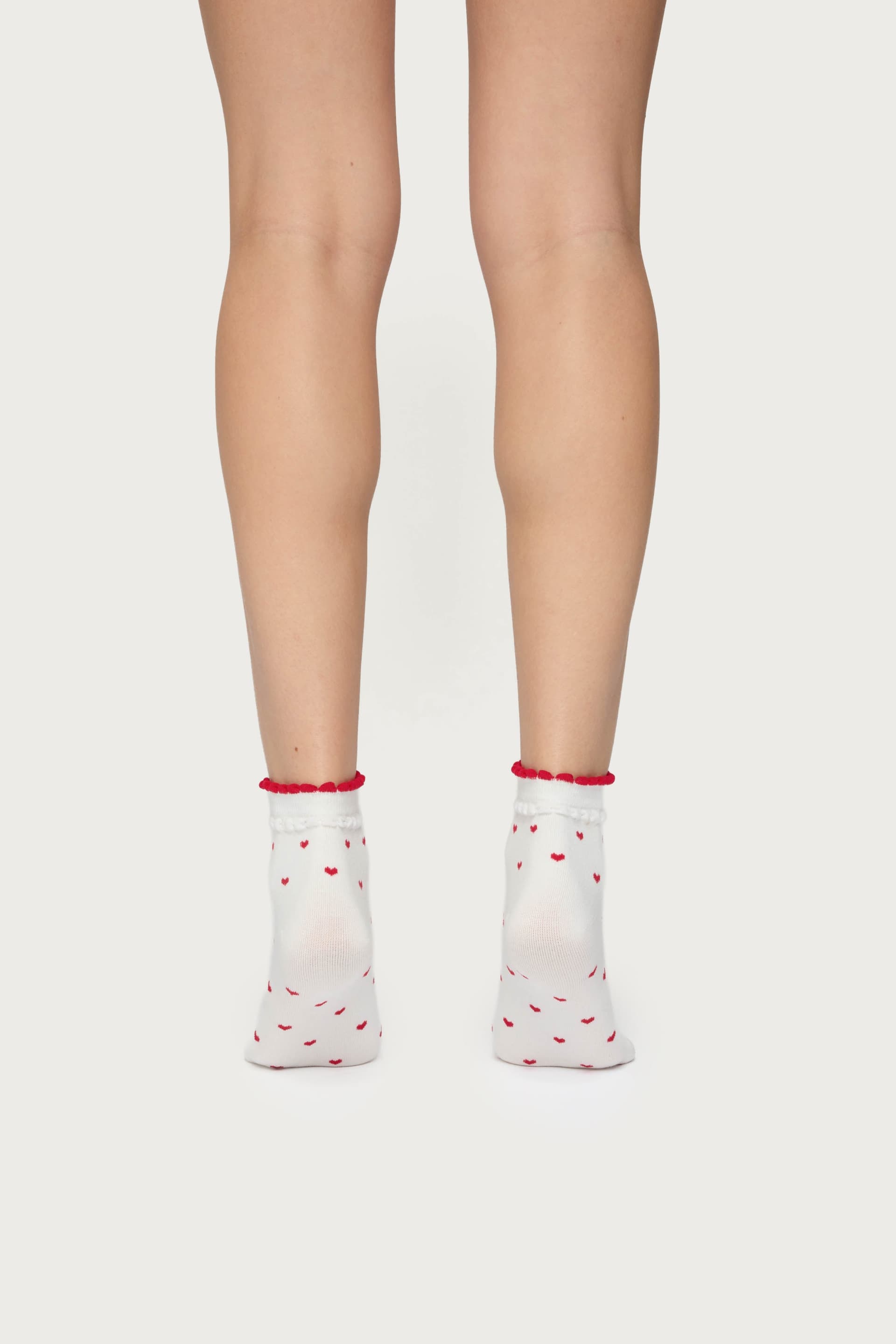 Heart Socks with Scalloped Trim - Cotton Spandex Polyester Blend 9.1in Length
