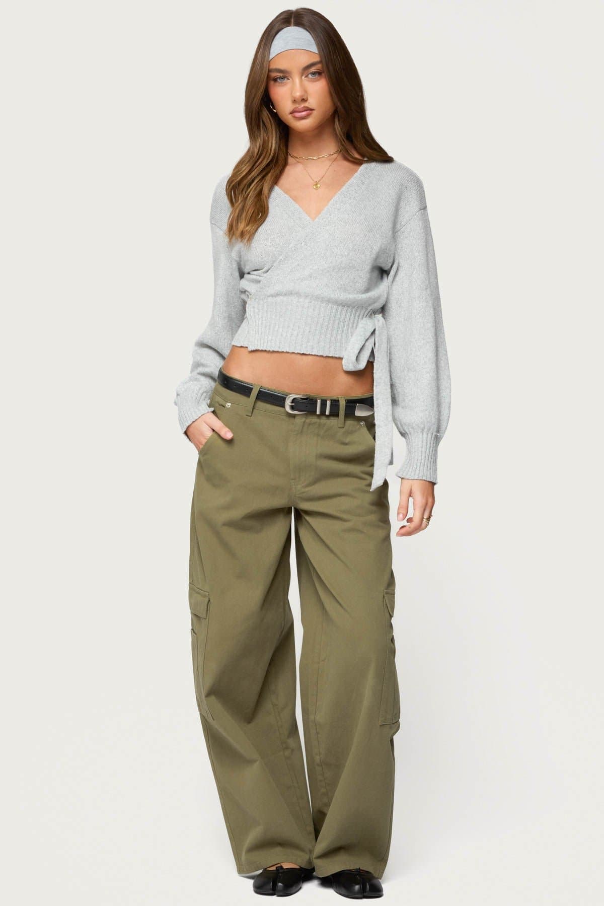 Jadah Low Rise Baggy Cargo Pants - 100% Cotton, Size S Inseam 30.5in