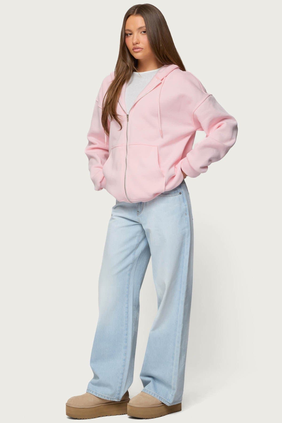 Rocia Oversized Zip Up Hoodie - Cotton Polyester Spandex Unisex Fit