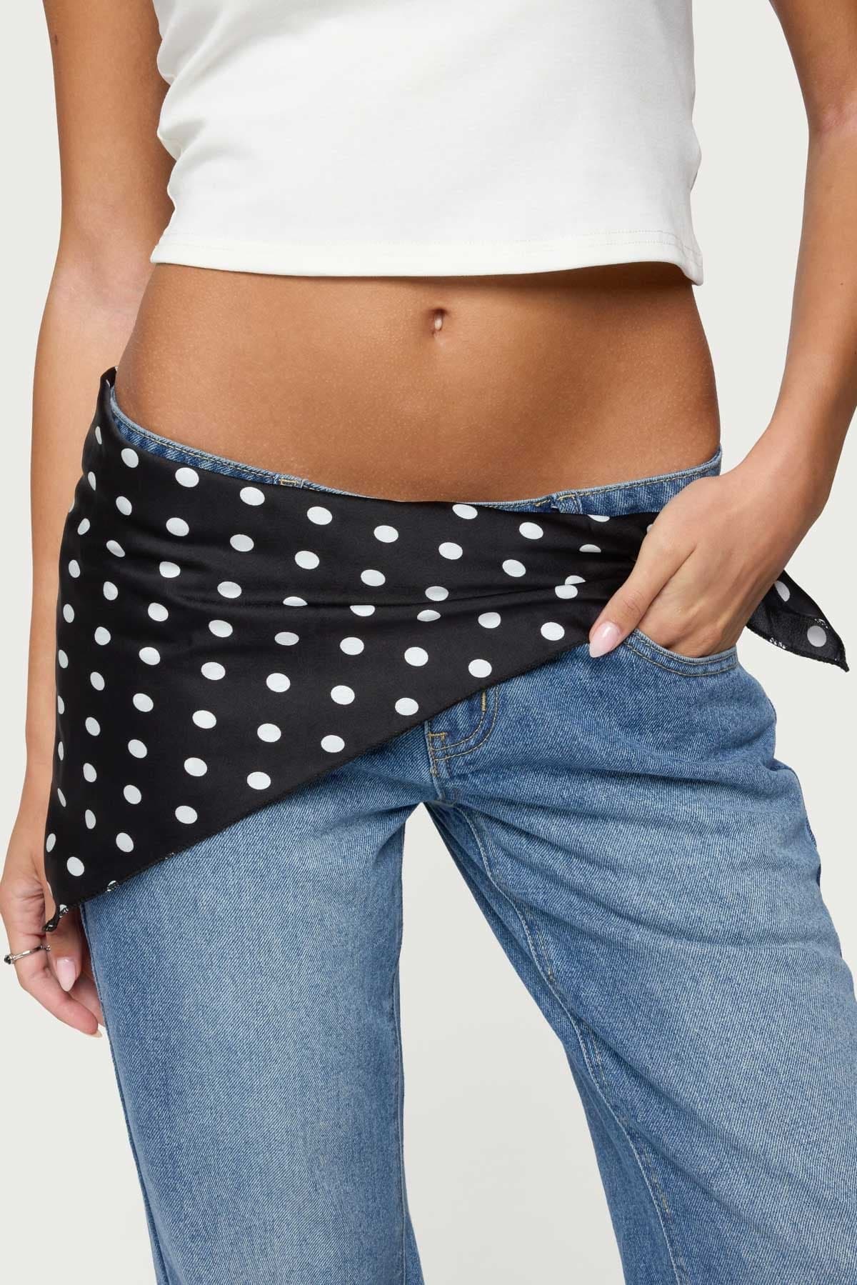 Polka Dot Satin Effect Belt - Polyester, 27.6 Inch Length