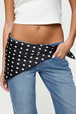 Polka Dot Satin Effect Belt - Polyester, 27.6 Inch Length