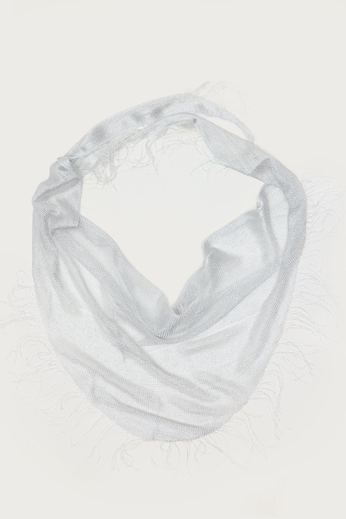 Fringed Waist Scarf with Metallic Detailing - Polyester, 74.8" Length