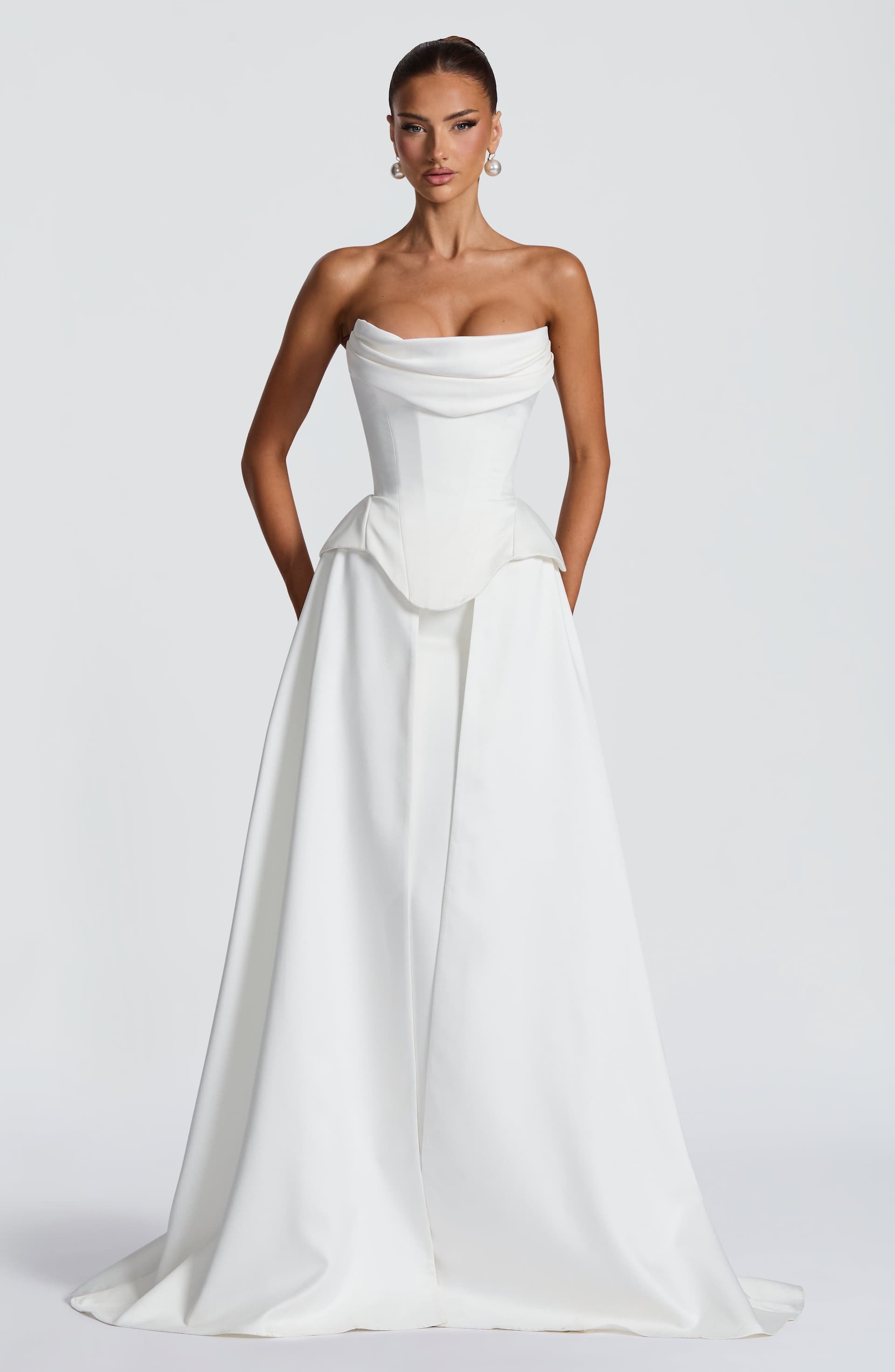 Neri Skirt Train in Ivory Duchess Satin - Detachable Bridal Train