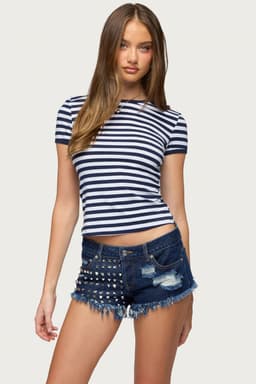 Lucinda Striped Fitted T-Shirt - Cotton Spandex