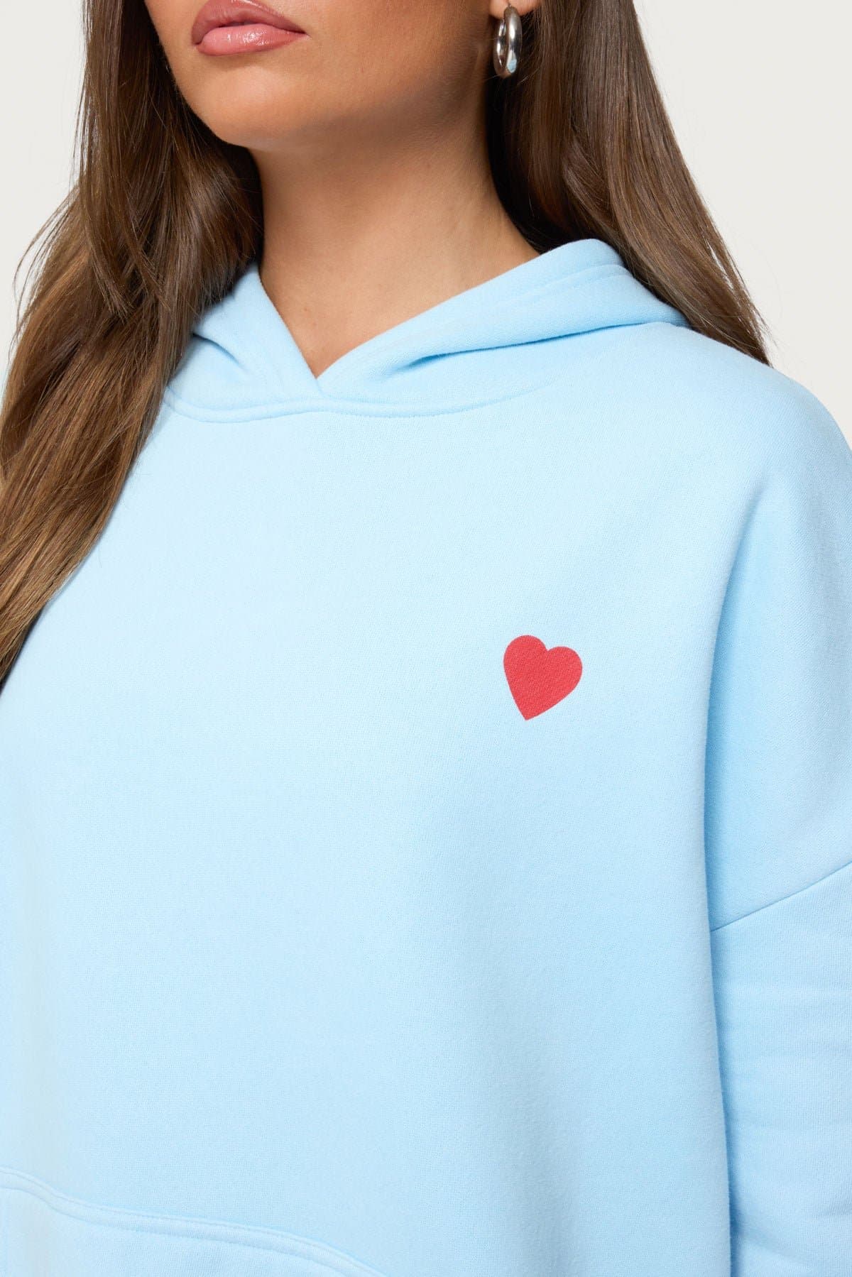 Call Me Graphic Hoodie - Polyester Cotton Blend, Hearts Print, Matching Set