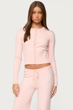 Montanna Rib Knit Cardigan - Acrylic Button Front Knit Sweater