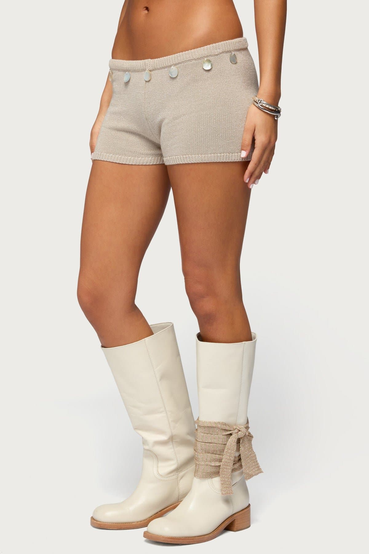 Nicca Iridescent Knit Shorts - Cotton Metallic Fiber Matching Set Size S Inseam 1.8"