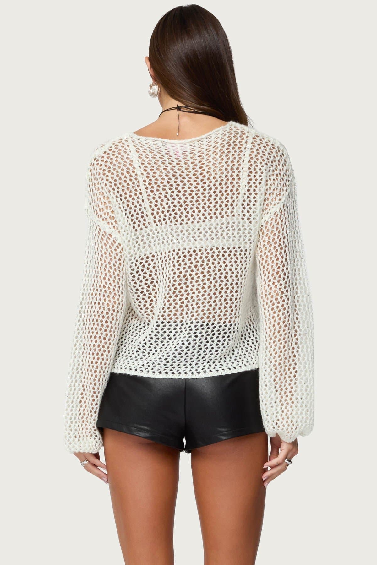 Charlise Open Knit Sequin Top - Acrylic Fabric