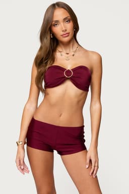 Mckenzie Bandeau Top - Shiny Stretchy Polyester Spandex with Ring Detail