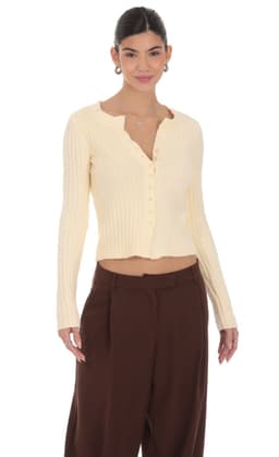 Ribbed Knit Cardigan in Cream