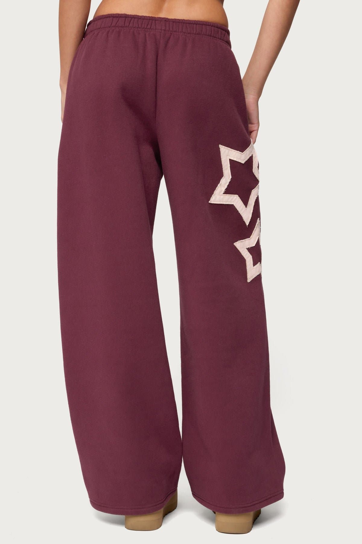Starly Straight Leg Sweatpants with Star Patches - Polyester Cotton