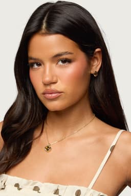 Abstract Oval Pendant Necklace and Earring Set Gold Tone Resin Stone Detail