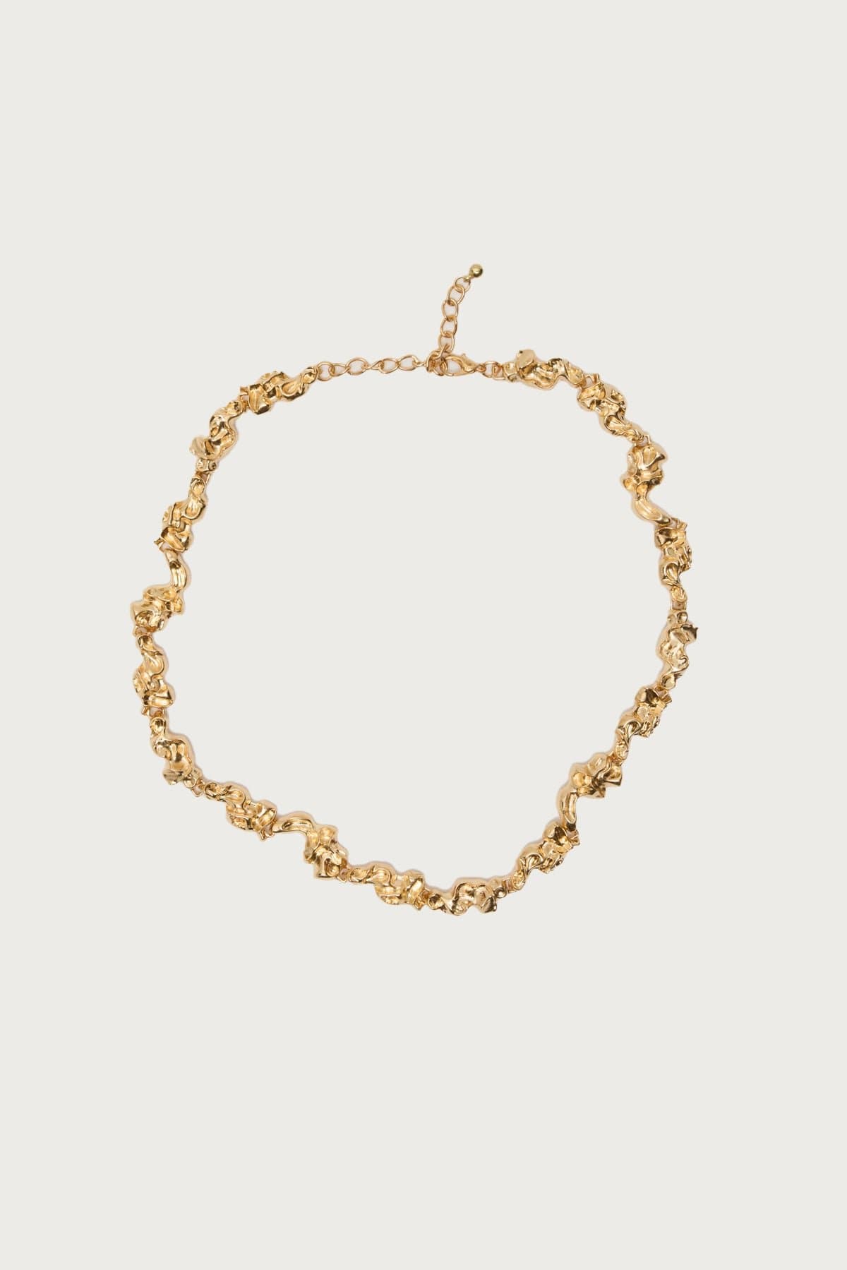 Abstract Textured Gold Tone Metal Necklace - 18.5 Inch Length