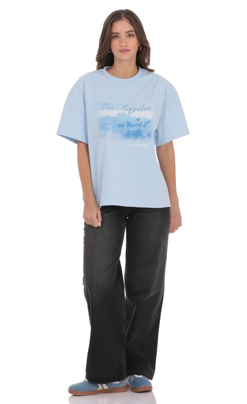 LA Graphic T-Shirt in Light Blue