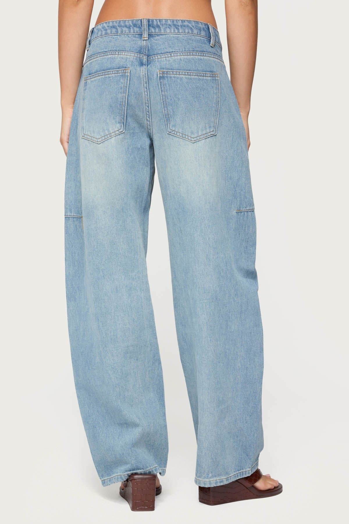 Korie Low Rise Barrel Leg Jeans in Rigid 100% Cotton Denim