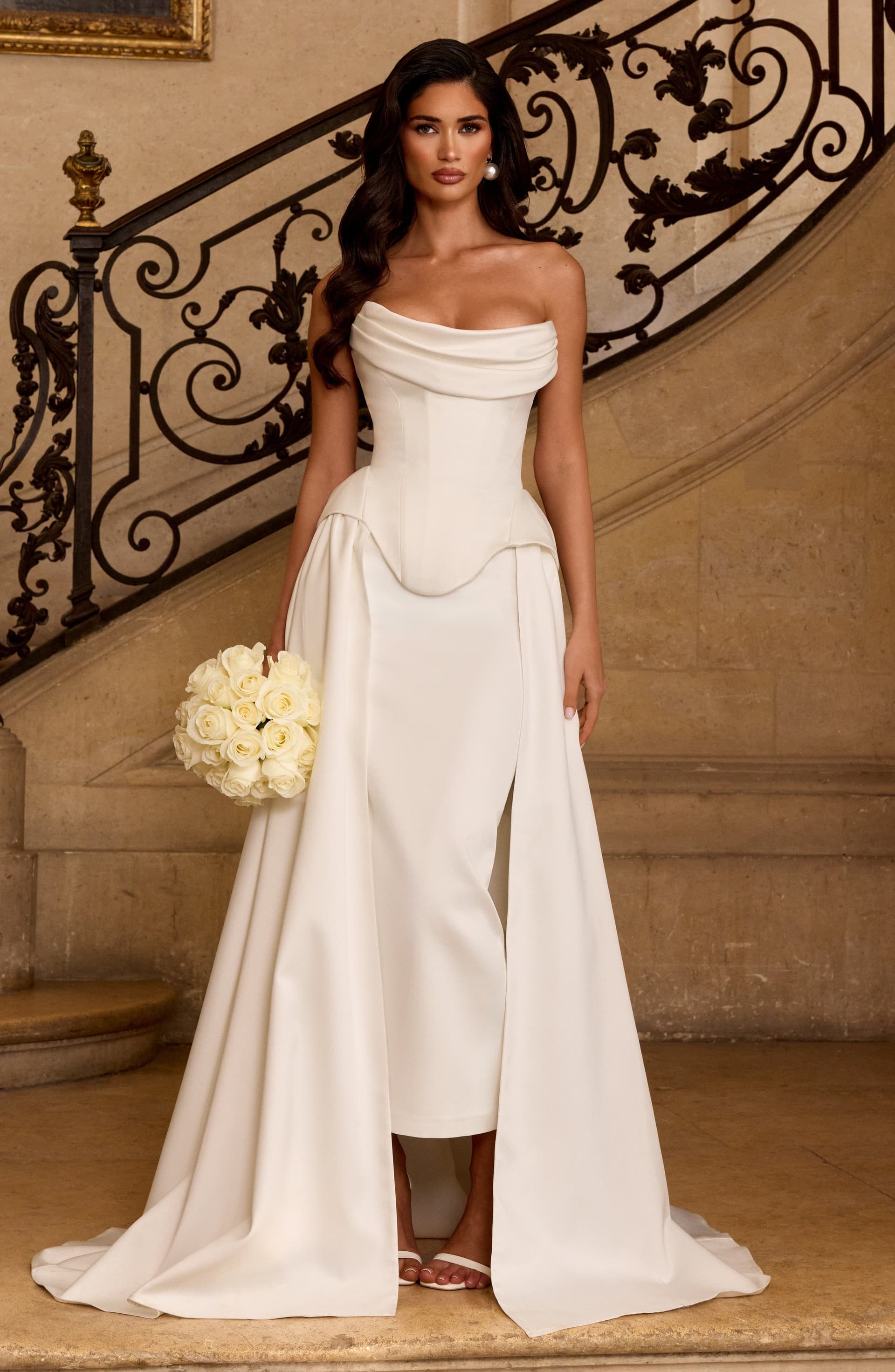 Neri Skirt Train in Ivory Duchess Satin - Detachable Bridal Train