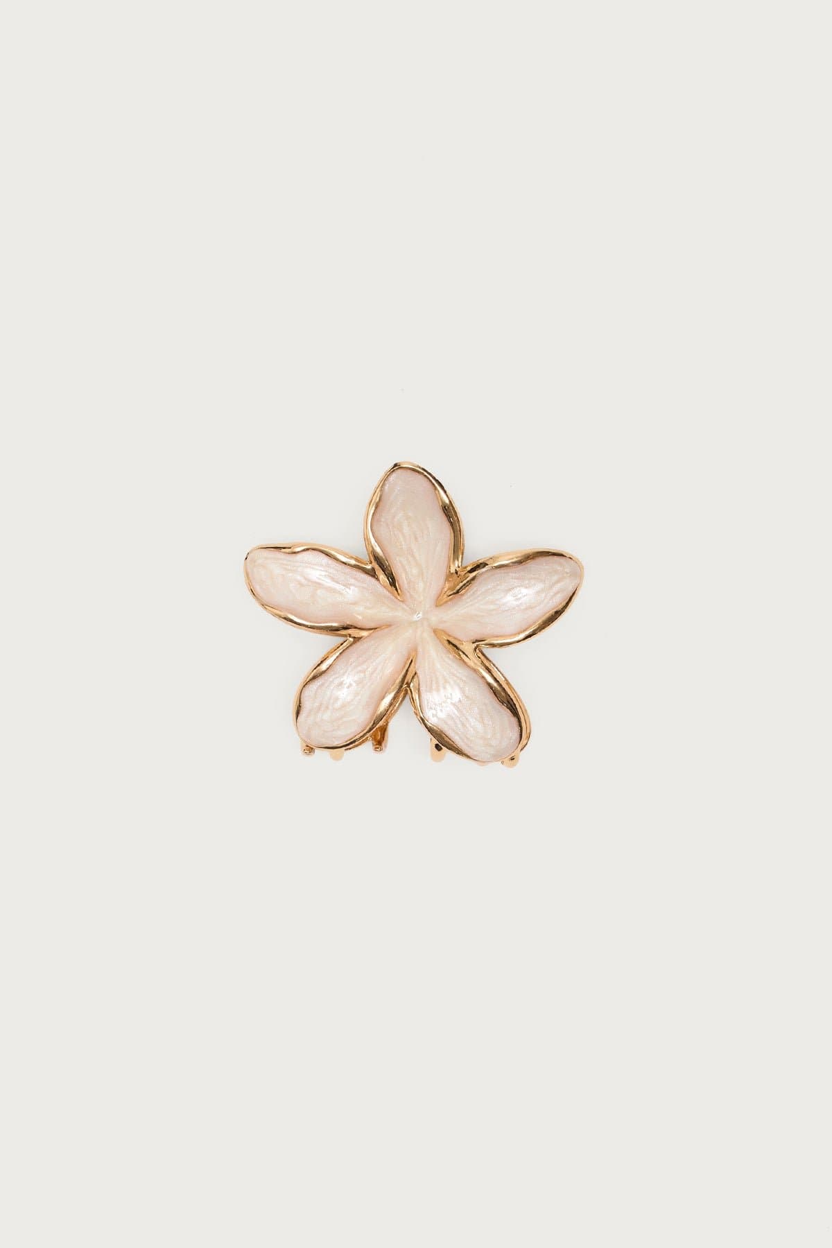 Tropical Flower Hair Clip - Gold Tone Metal and Resin, 2.8 Inch Length