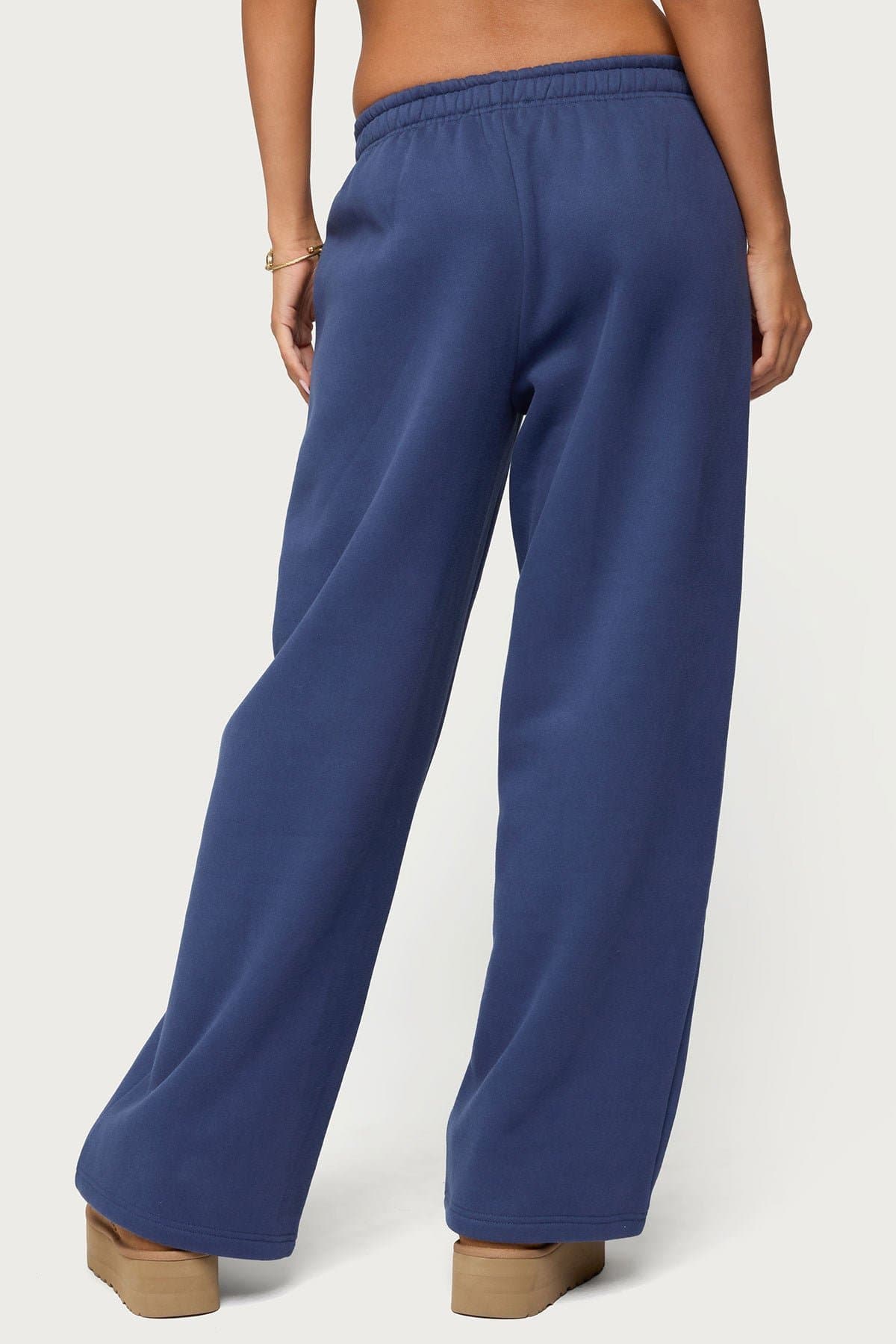 Totally Edikted Wide Leg Sweatpants with Embossed Graphic Polyester Cotton