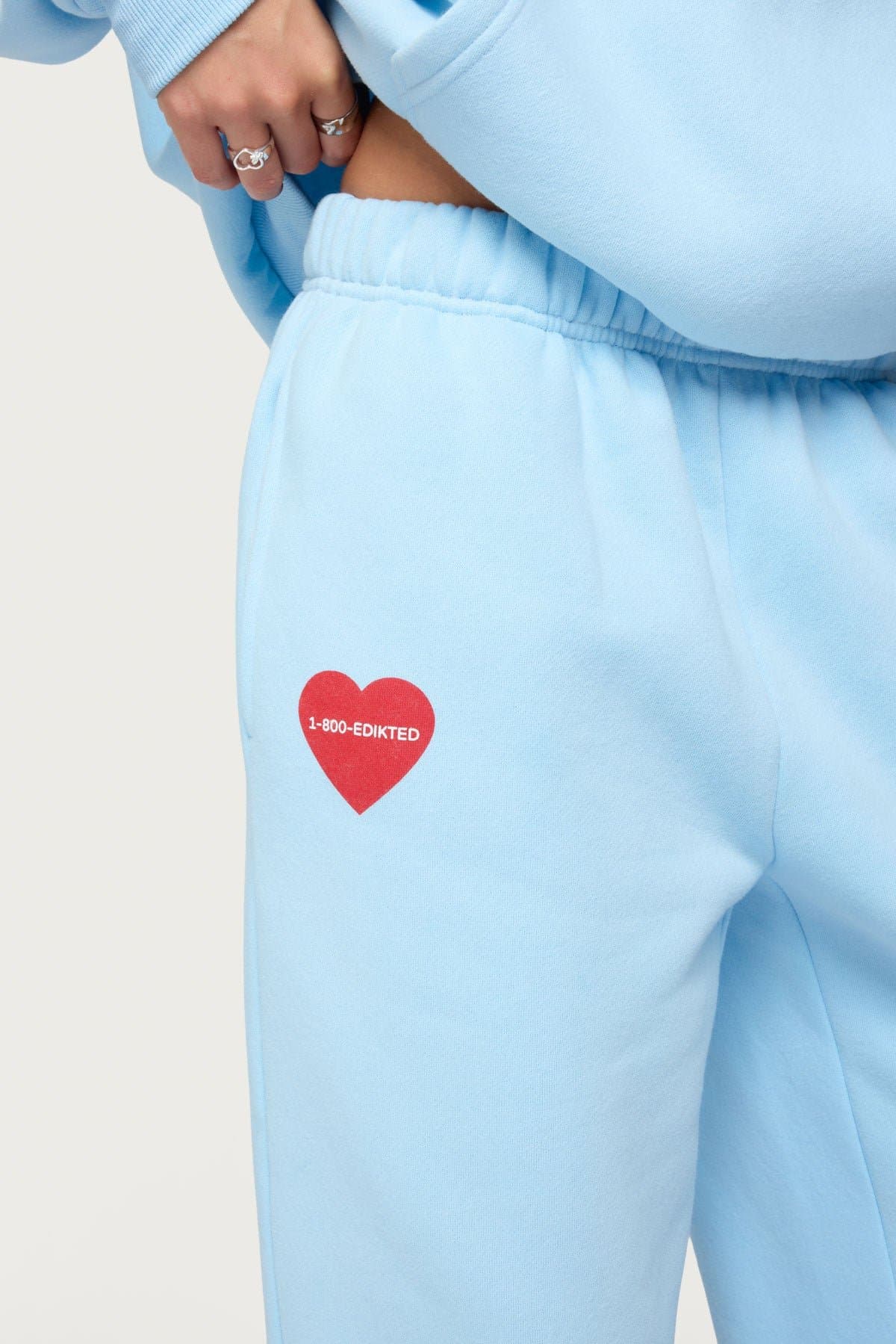 Call Me Sweatpants with Elastic Waistband, 1-800-EDIKTED & Heart Graphic Print, Polyester Cotton