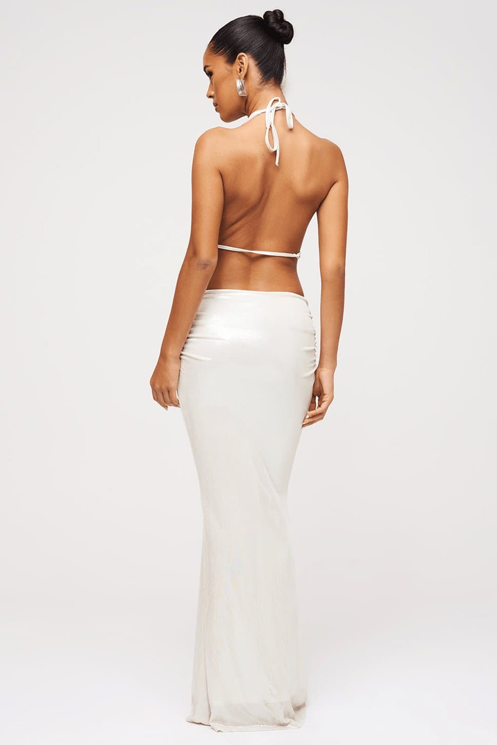 Pearl Top with Deep Cowl Neckline Abalone Shell Detail