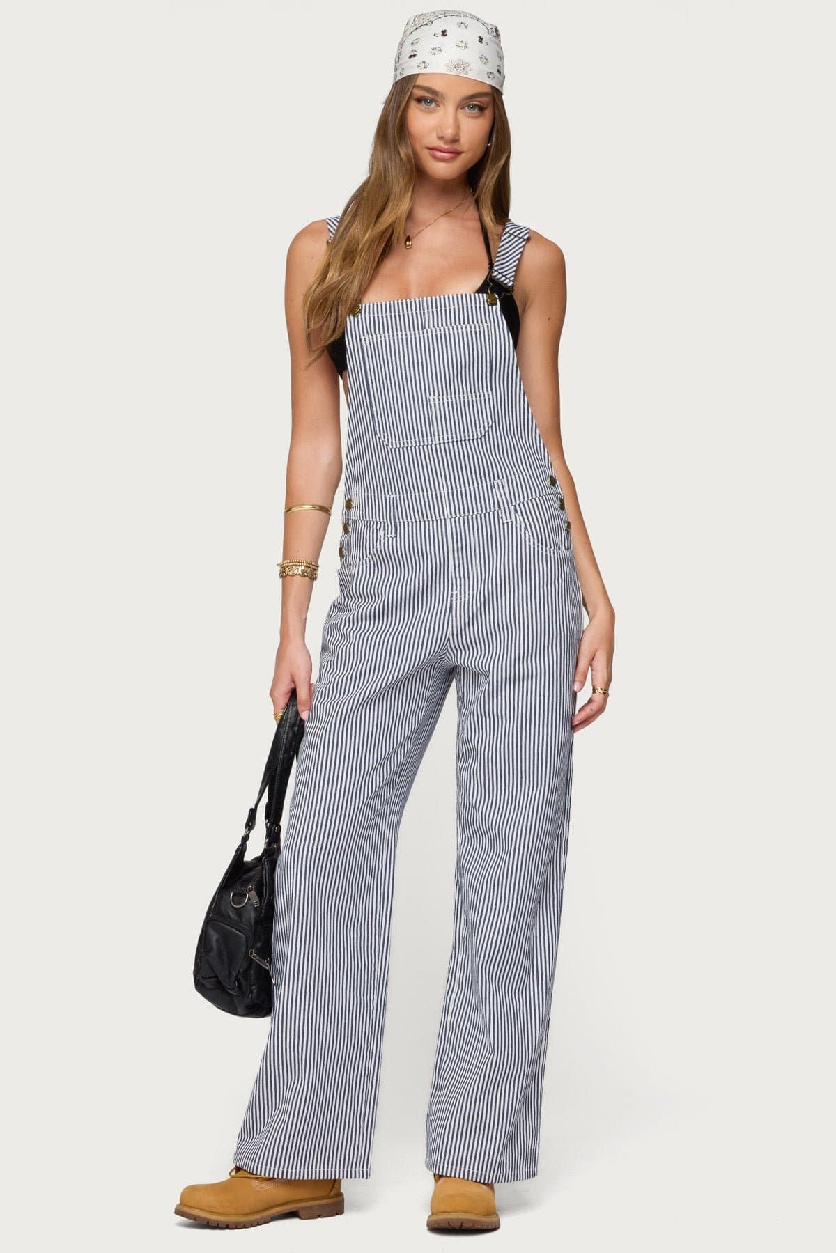 Tamsin Striped Overalls - 100% Cotton Straight Leg Fit with Pockets