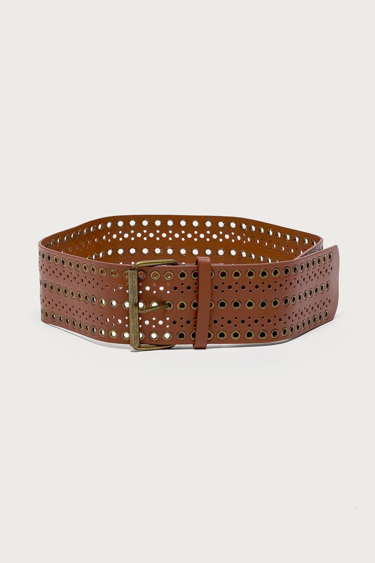Western Grommet Faux Leather Belt - Polyurethane 42.1 Inch Length