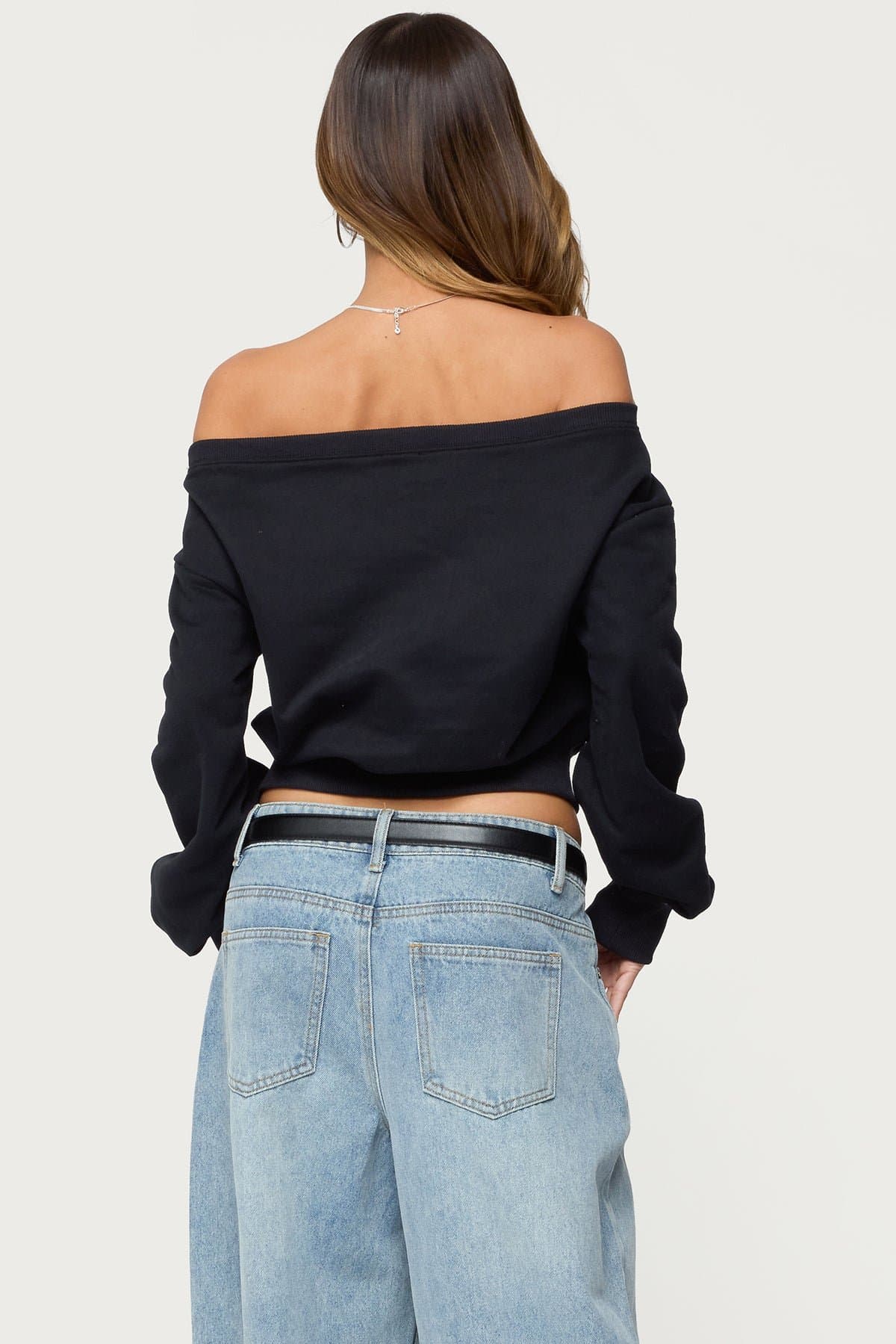 Christy Off Shoulder Sweatshirt - Cotton Polyester Women's Pullover