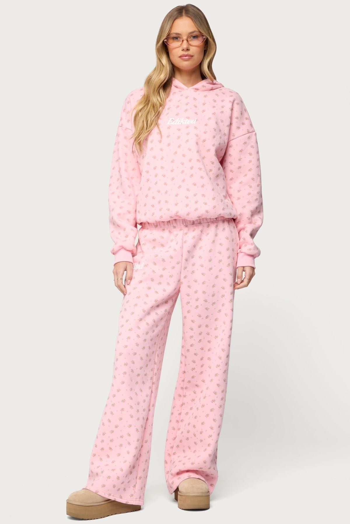 Flower Power Hoodie with Edikted Graphic Floral Print Polyester Cotton