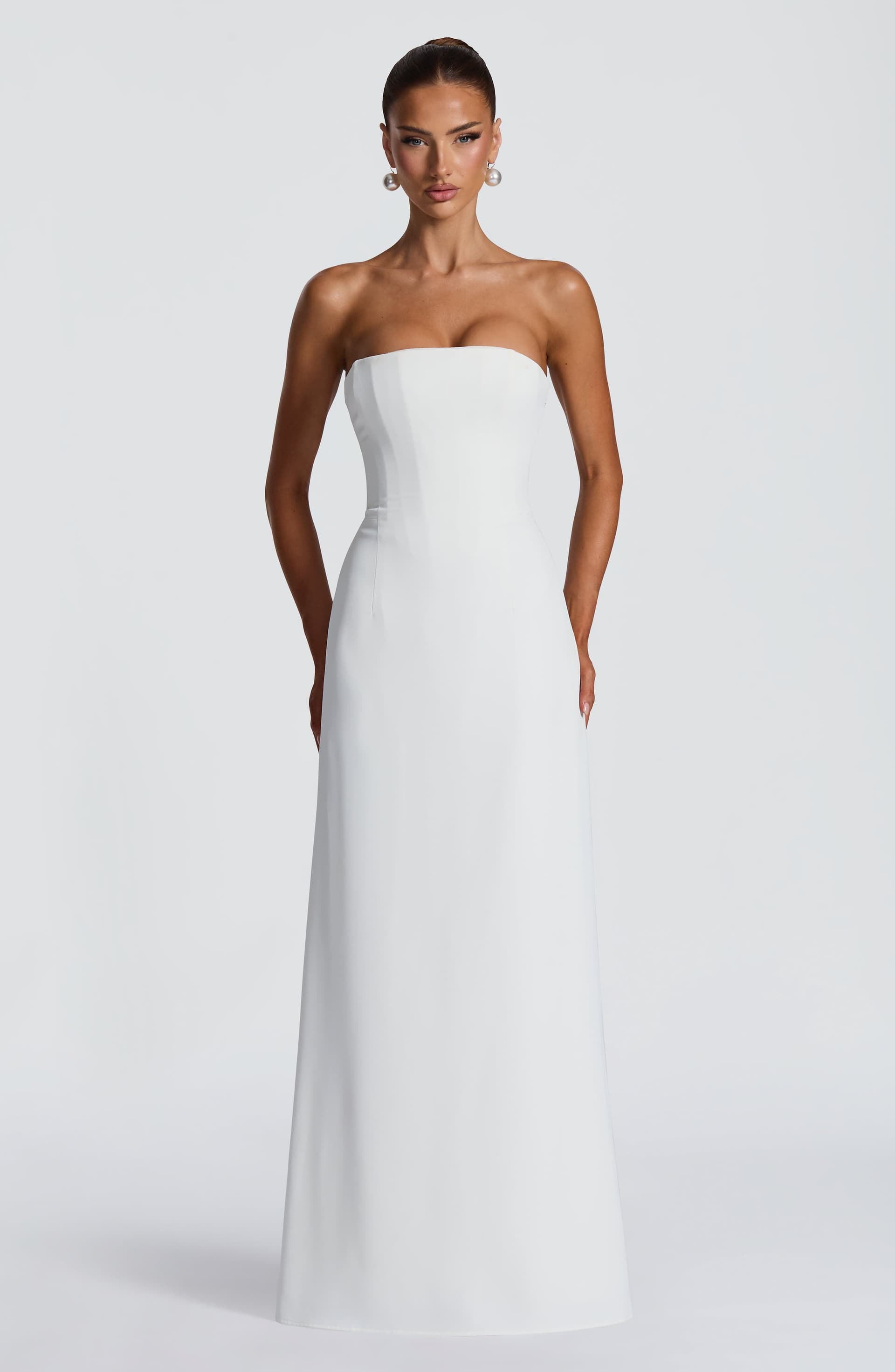 Irmina Maxi Dress in Ivory - Strapless Crepe Bridal Maxi Dress