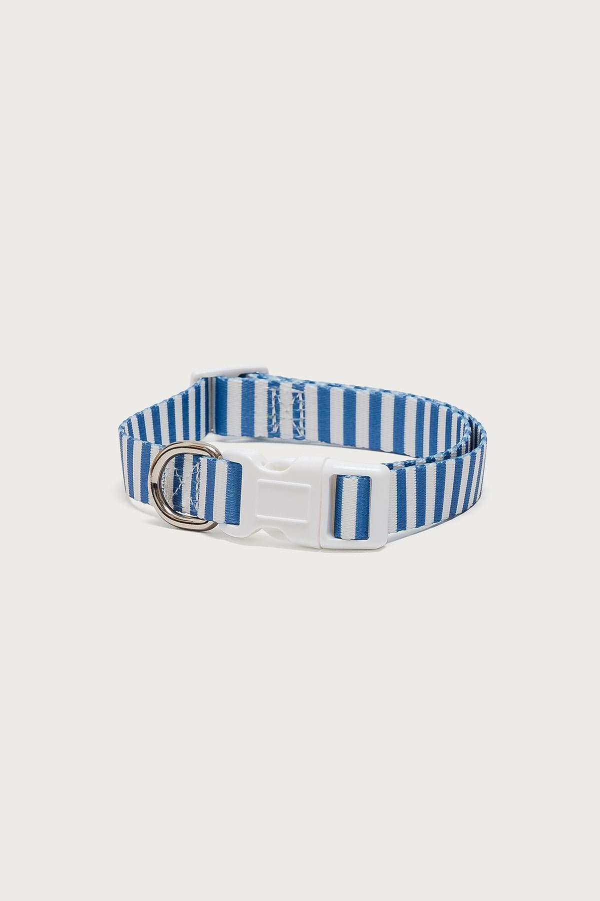 Striped Adjustable Pet Collar - Polyester, Plastic, Metal, Small Size