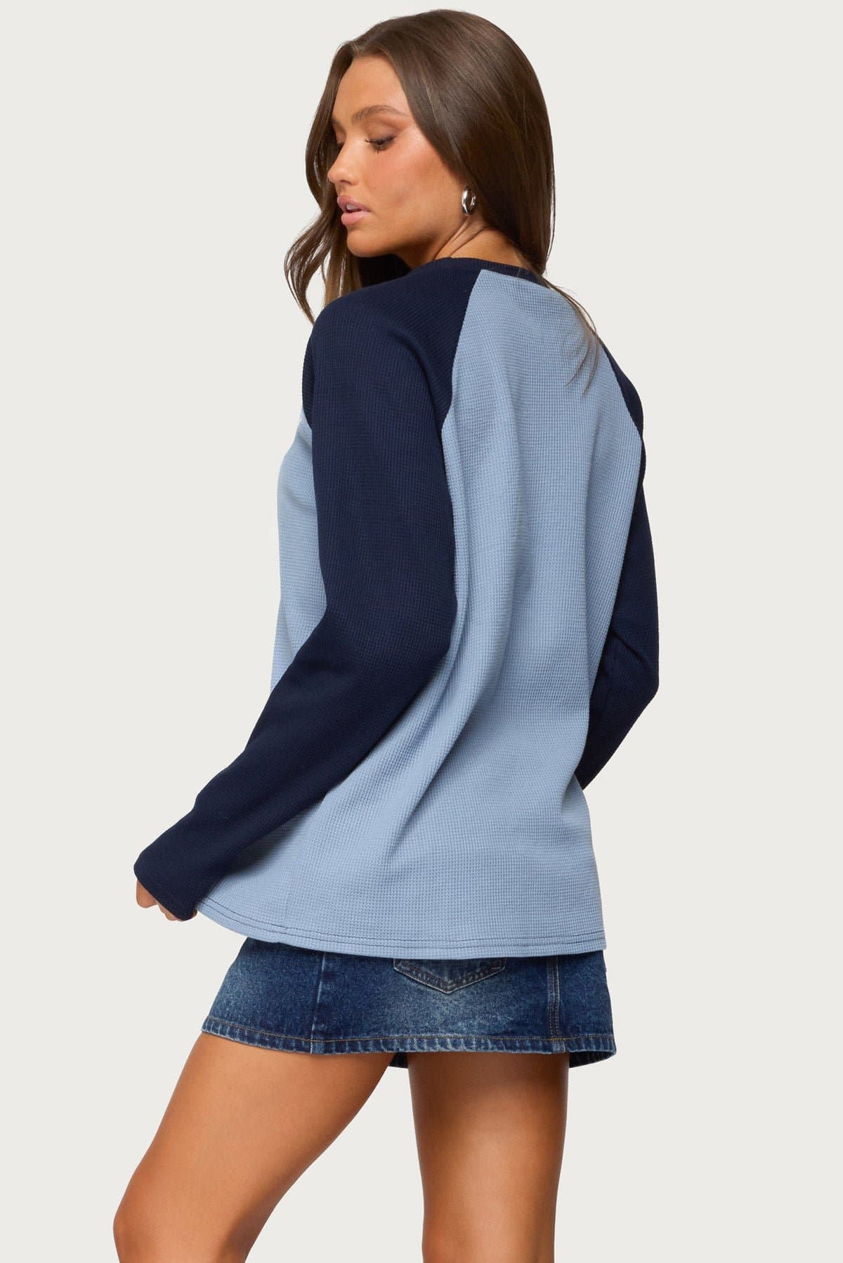 Me Time Oversized Waffle Top - Long Sleeve Loungewear in Polyester Cotton