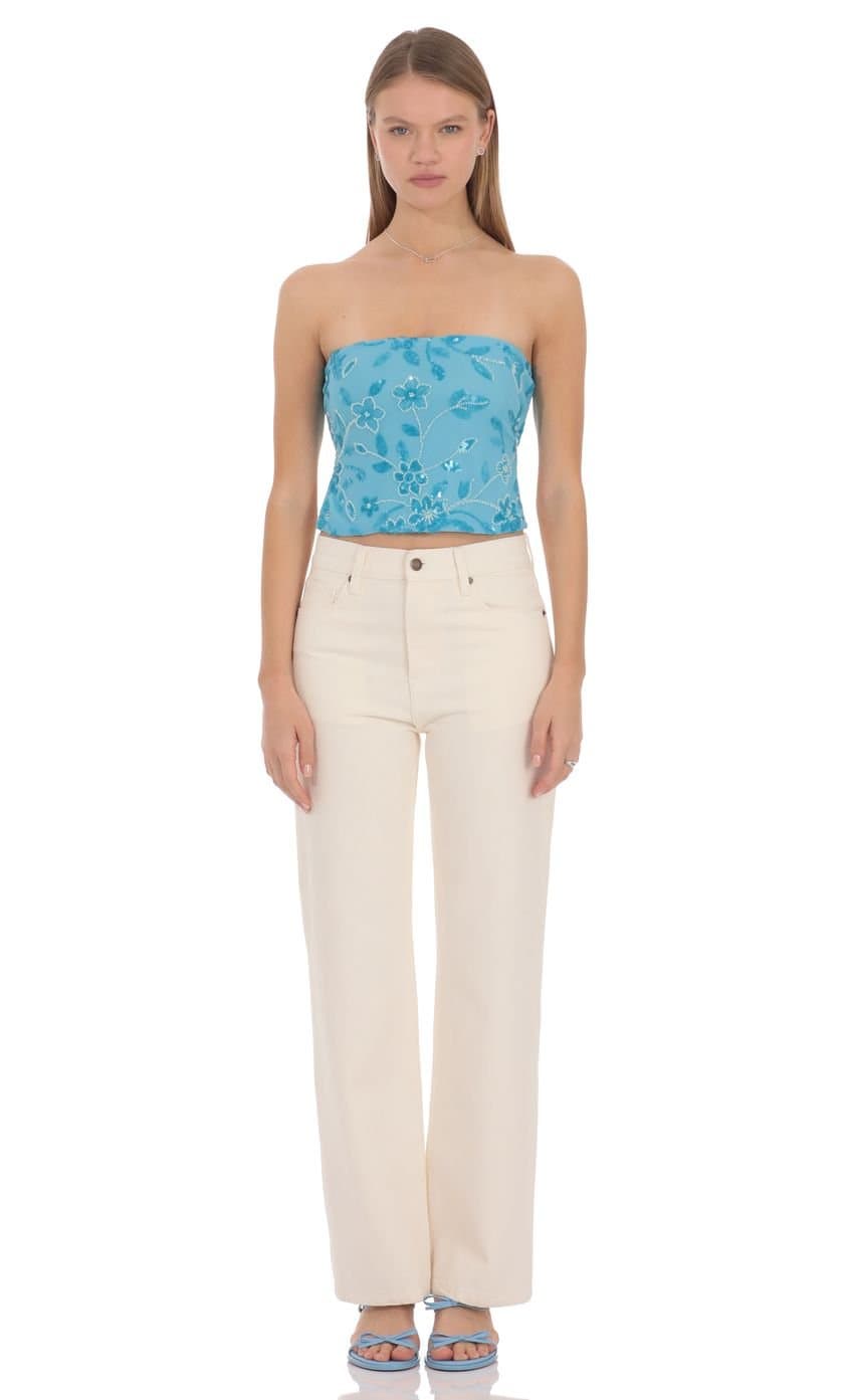 Lola Embellished Top In Blue