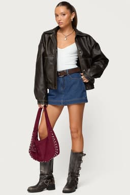 Felica High Rise Denim Mini Skort - 100% Cotton Back Shorts Design