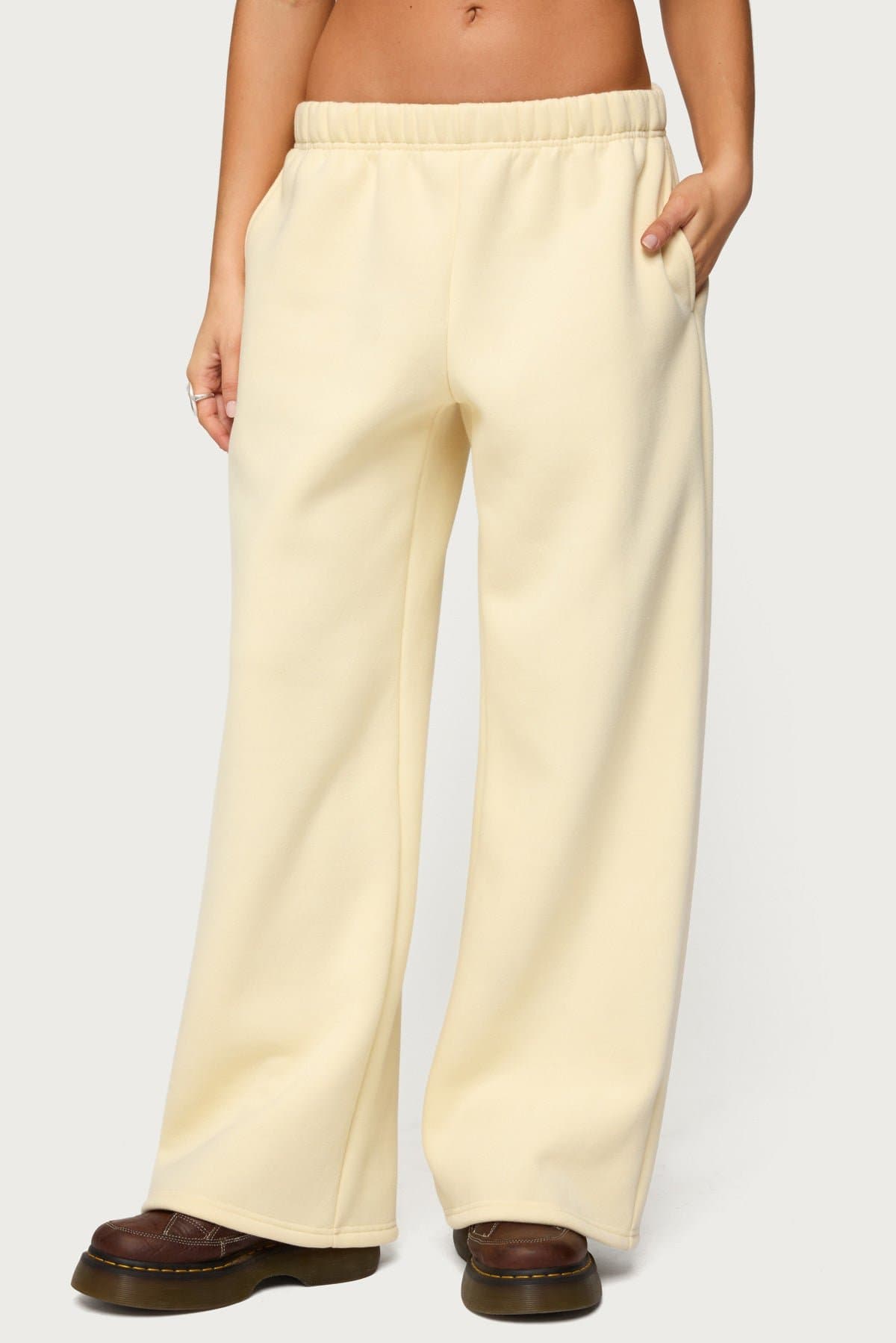 Jaylie Edikted Wide Leg Sweatpants - Distressed Graphic Polyester Cotton Blend