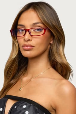 Blue Light Blocking Rectangle Glasses Polycarbonate Frame 5.2in Width