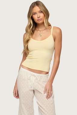 Aspyn V-Neck Ribbed Tank Top - Rayon Cotton Acrylic Spandex Blend