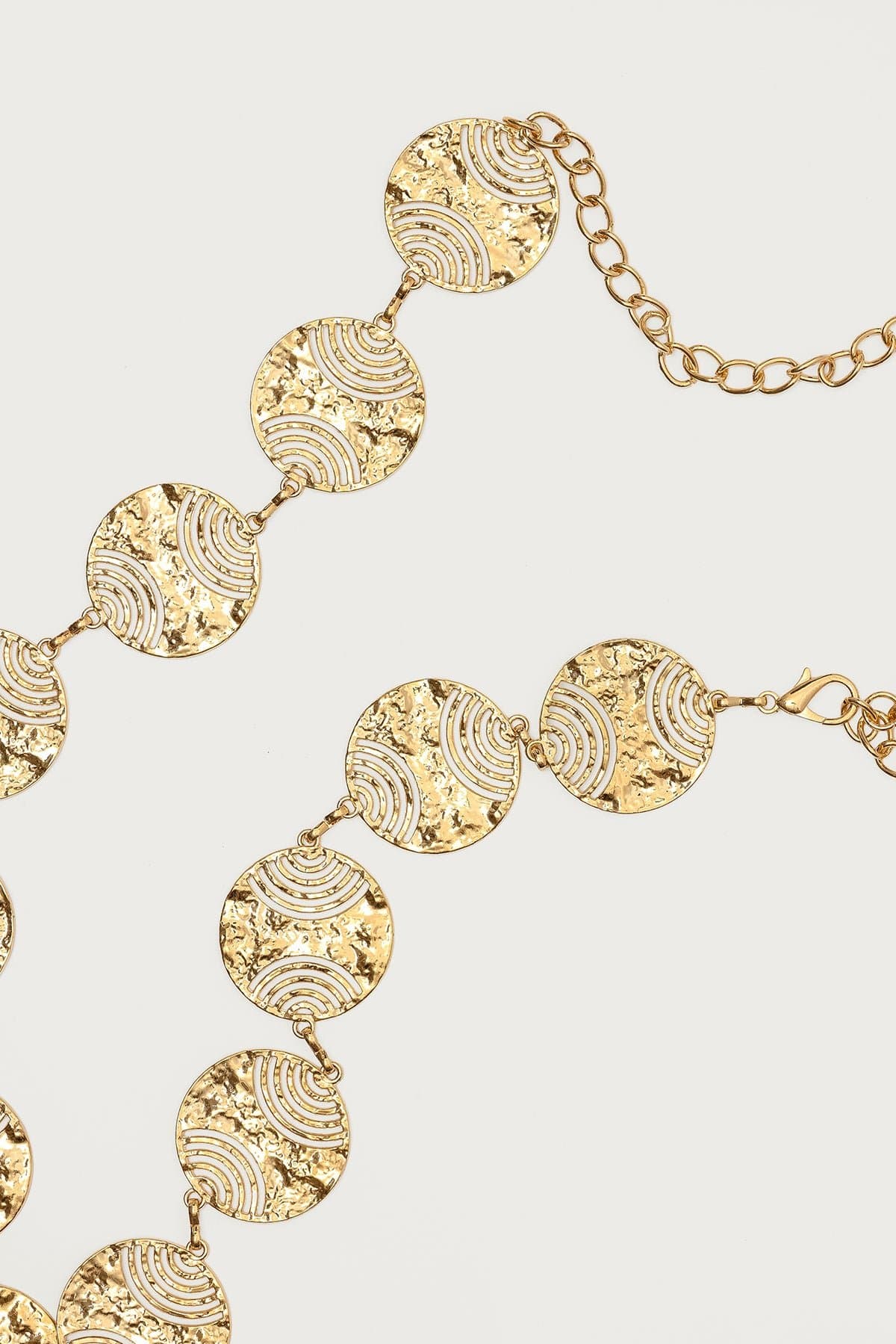 Textured Disc Chain Belt - Gold Tone Metal, 46.4 Inch Length