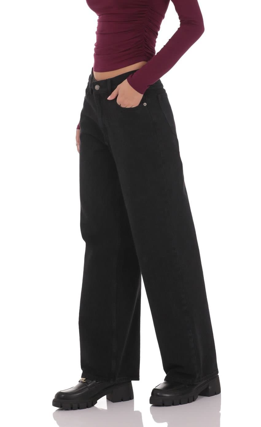 Mid Rise Baggy Jeans in Black