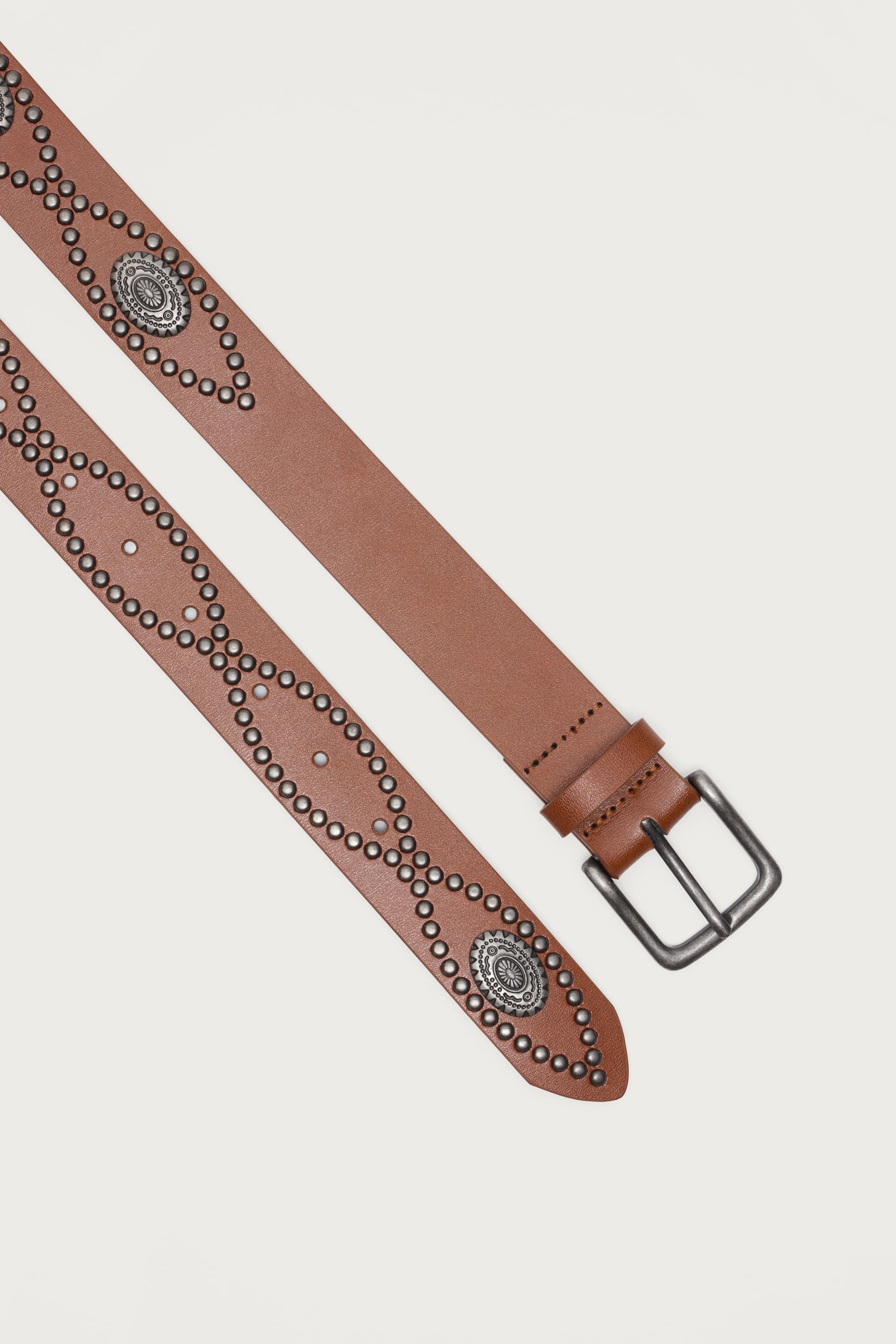 Orion Studded Faux Leather Belt - 44 Inch Length