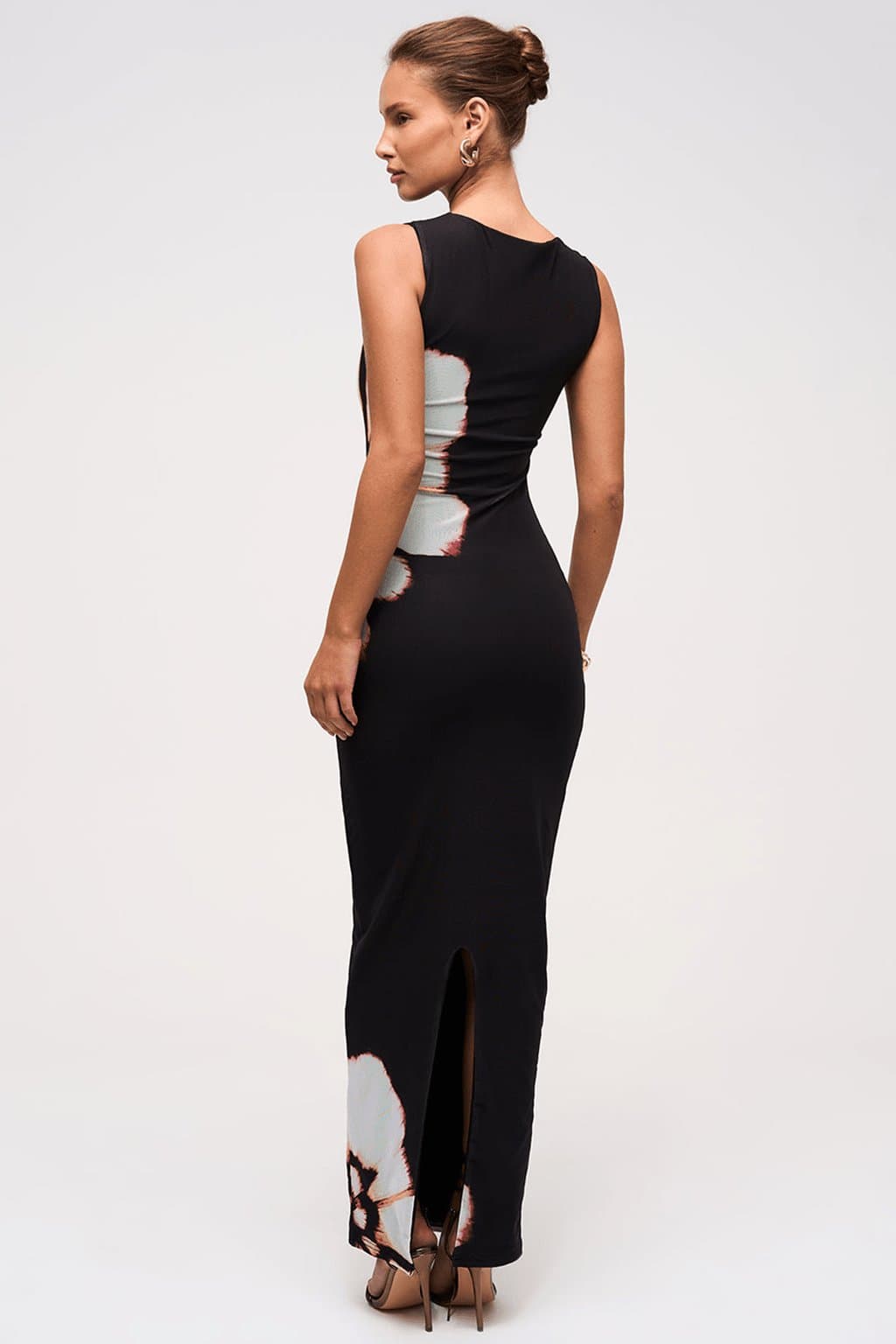 Slash Detail Maxi Dress in Desert Rose - Mesh Outer Bodycon Fit