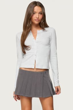 Asti Button Up Long Sleeve Top - Cotton Spandex Women's Blouse