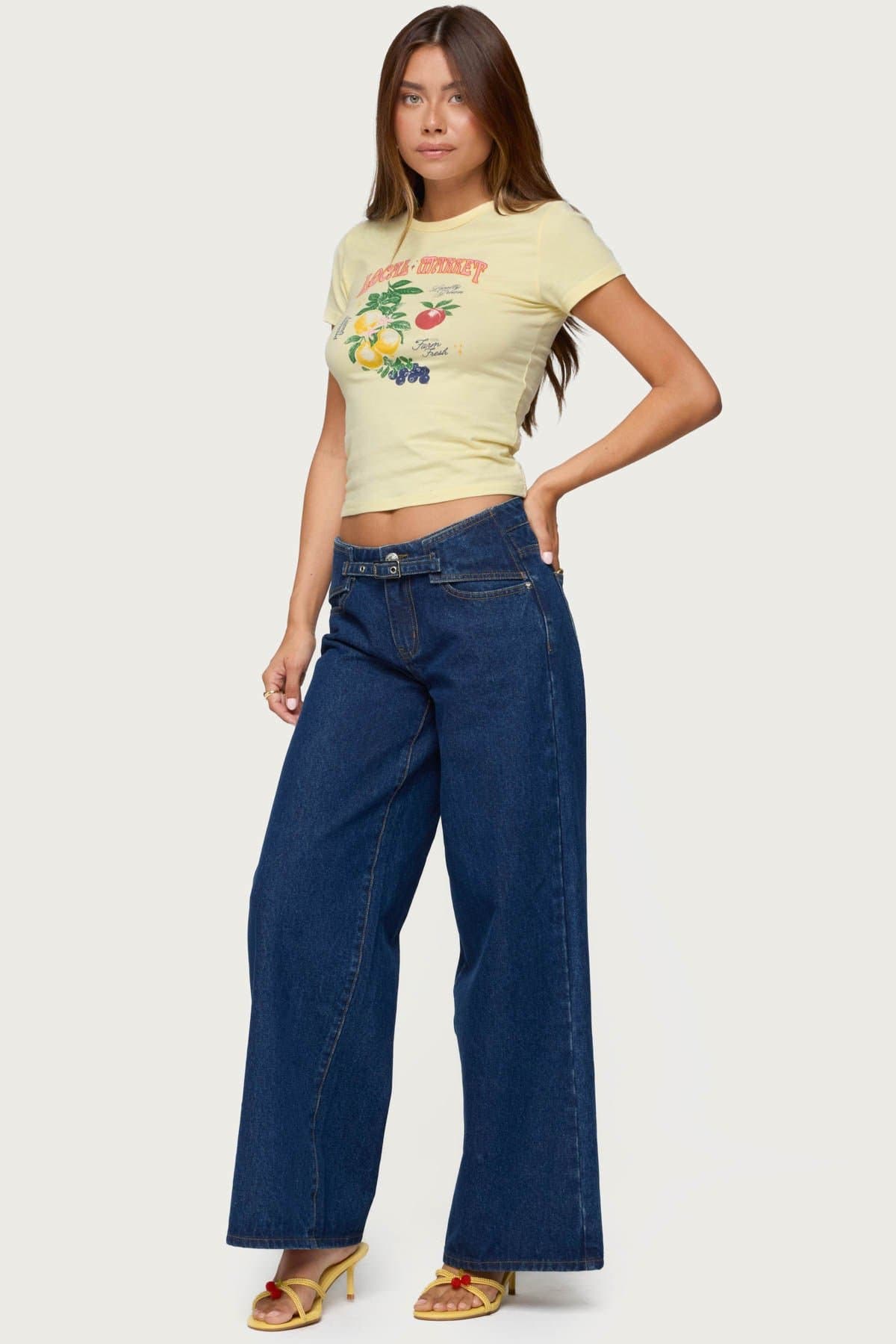 Local Market Fruit Graphic Print T-Shirt - Cotton Spandex Unisex