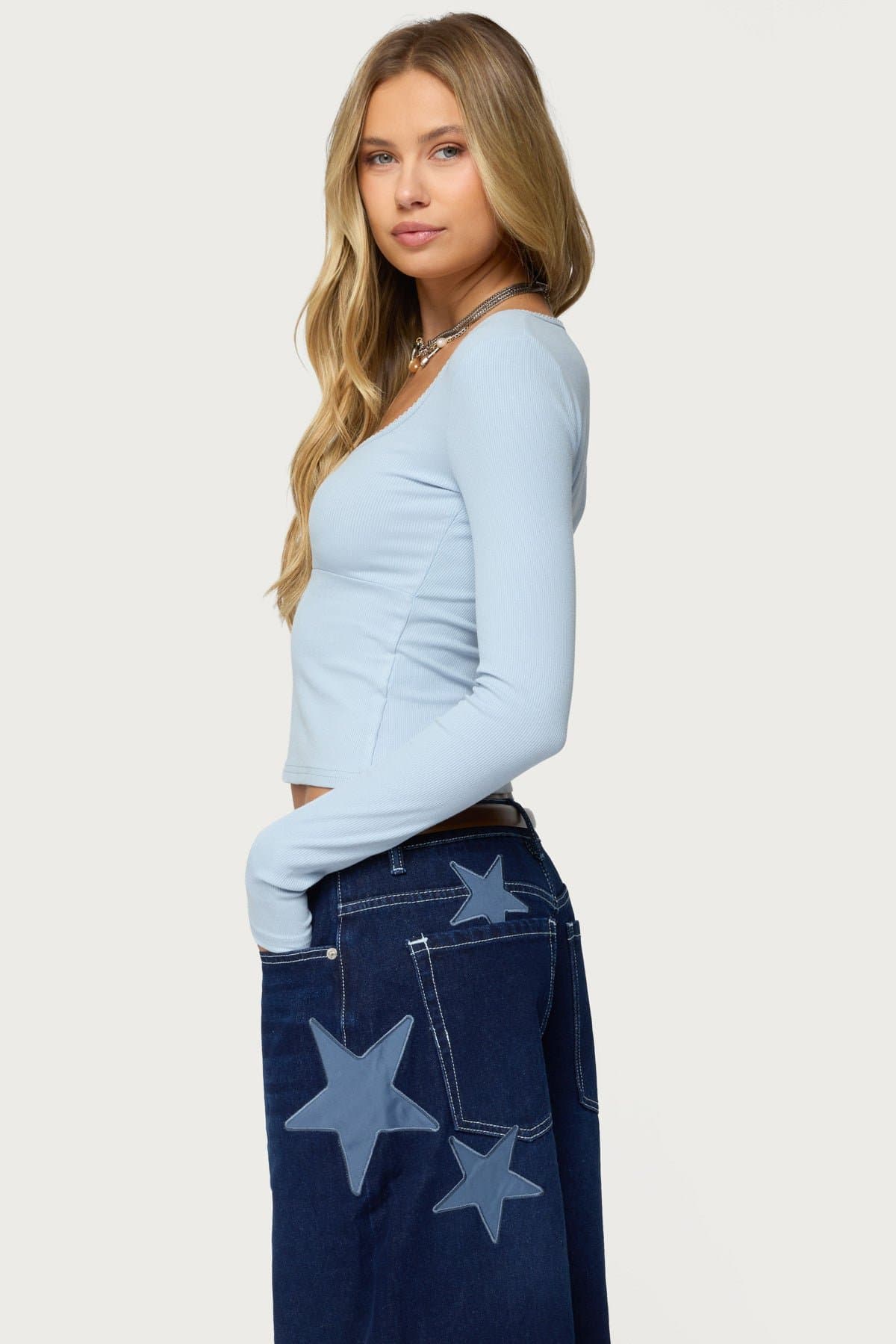 Madder Keyhole Cutout Long Sleeve Top with Bow Detail, Rayon Spandex