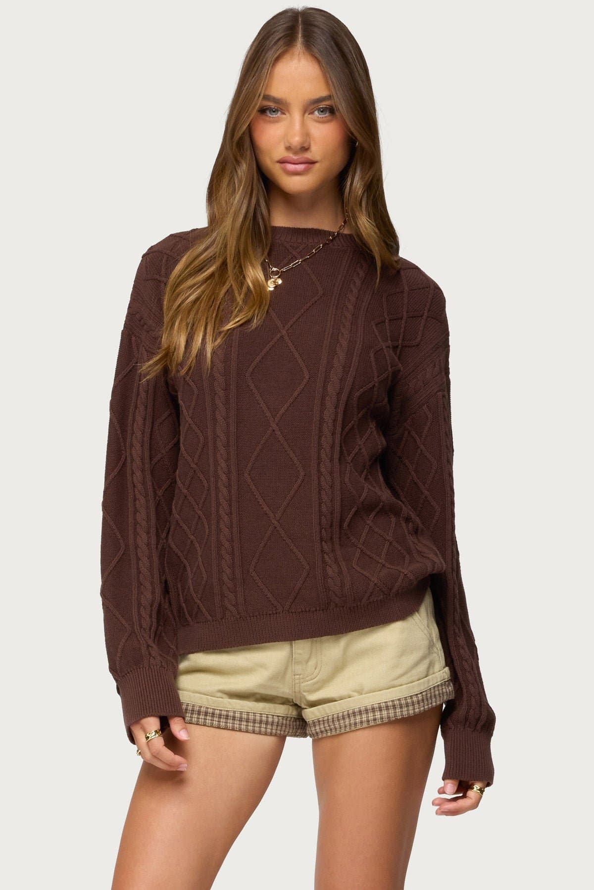 Jessy Cable Knit Oversized Sweater 100% Cotton