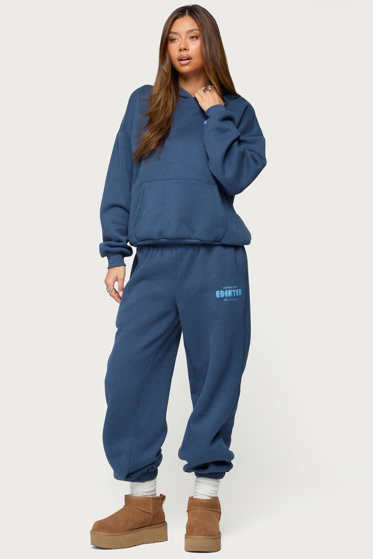 Lounge Edit Sweatpants with Elastic Waistband & Edikted Los Angeles Graphic