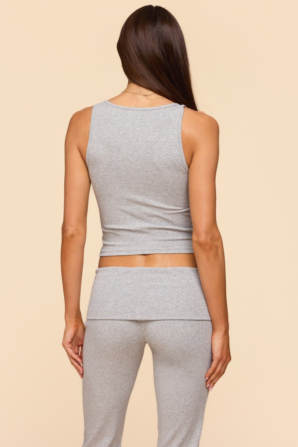 Linda Ribbed Scoop Neck Tank Top - Cotton Spandex Women's Basic Top