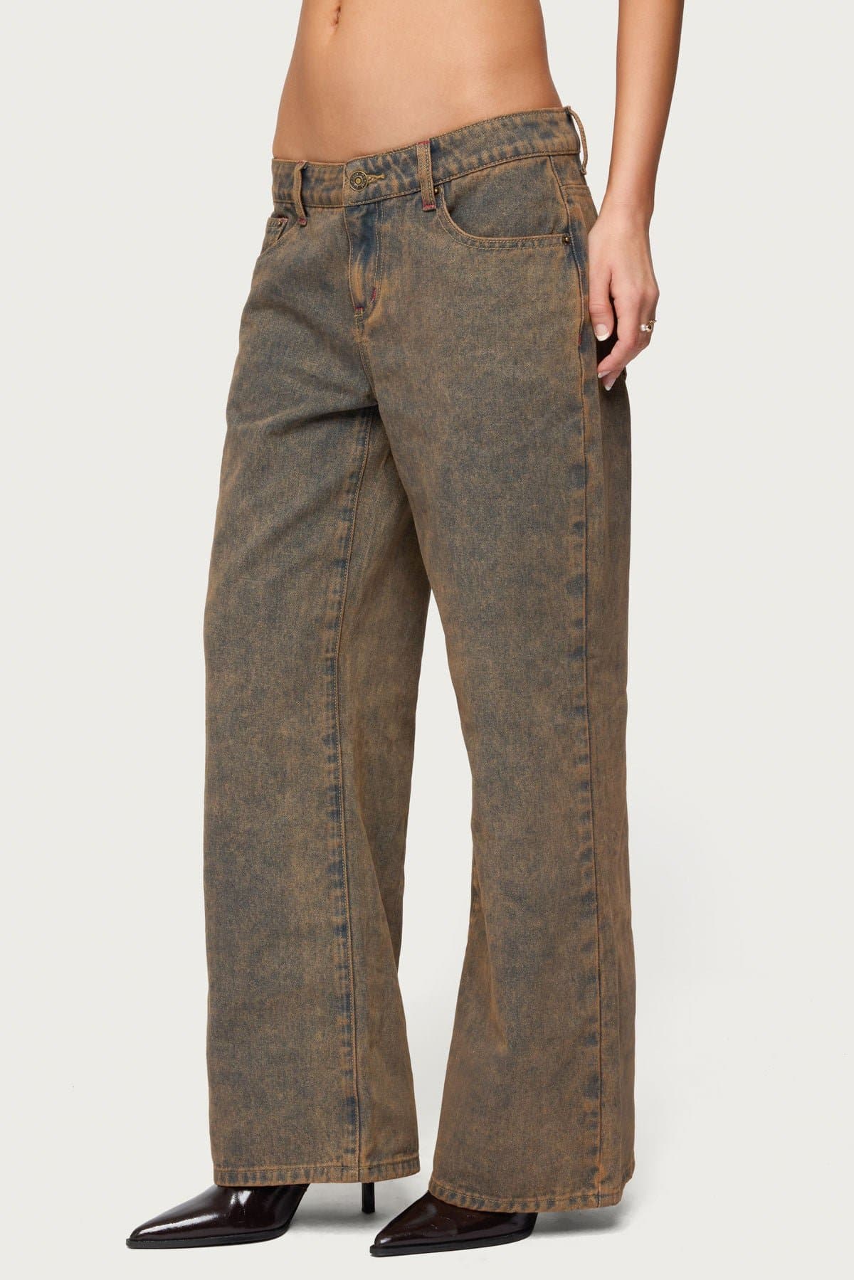 Petite Ace Low Rise Baggy Jeans - Rigid Cotton Denim, Contrast Stitch, 28.3" Inseam Size S