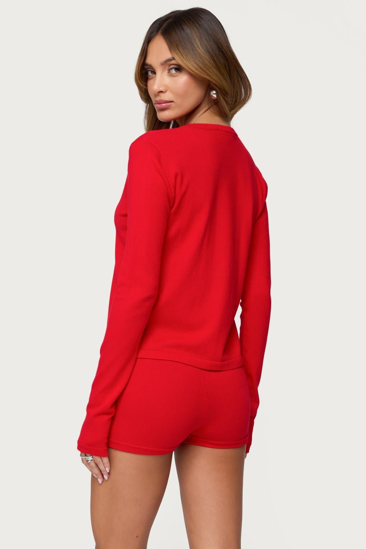 Maycee Button Up Knit Cardigan - Polyester Rayon Women's Sweater